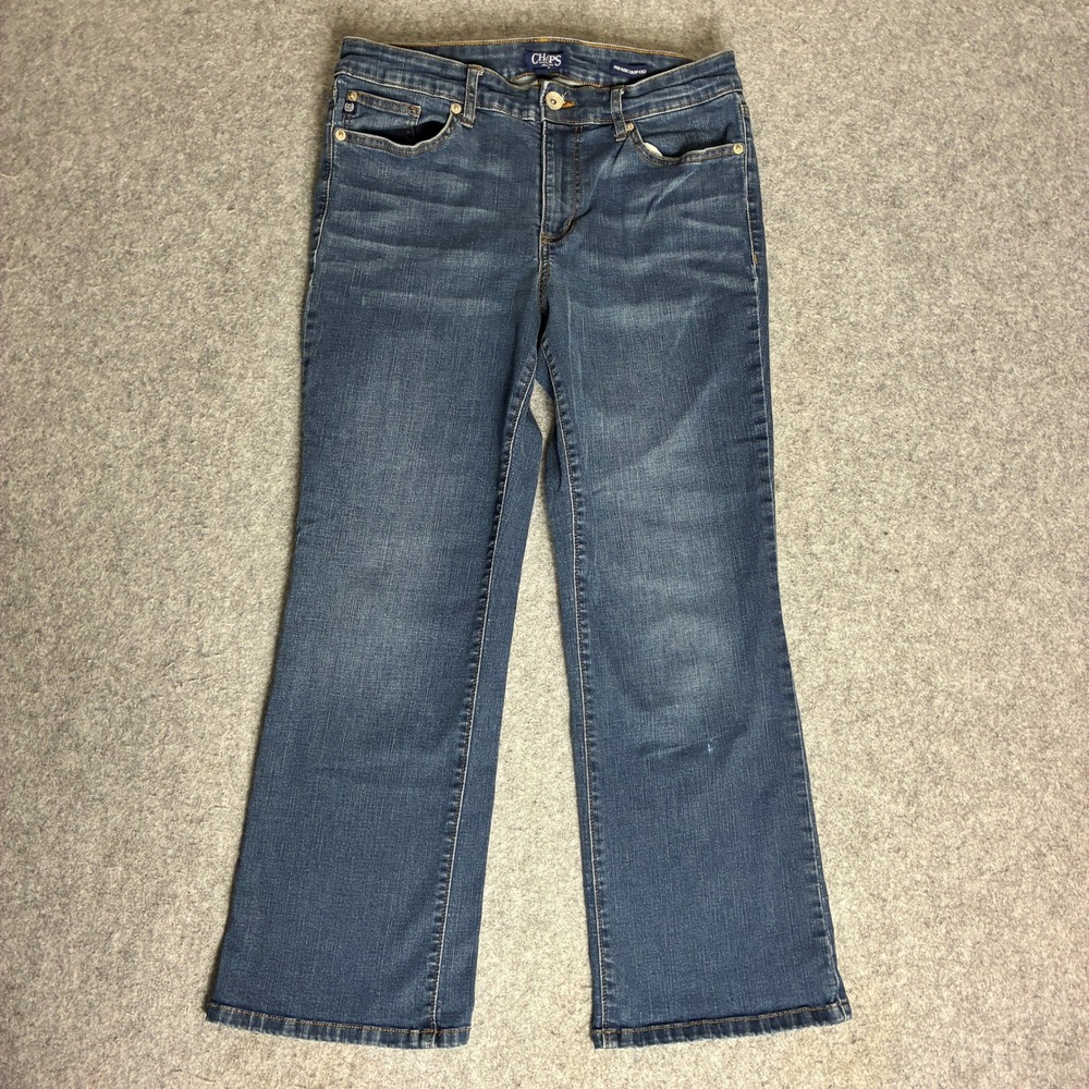 Chaps Jeans Womens 30x25 10/30 Blue Mid Rise Crop Kick Flare Denim Medium Wash
